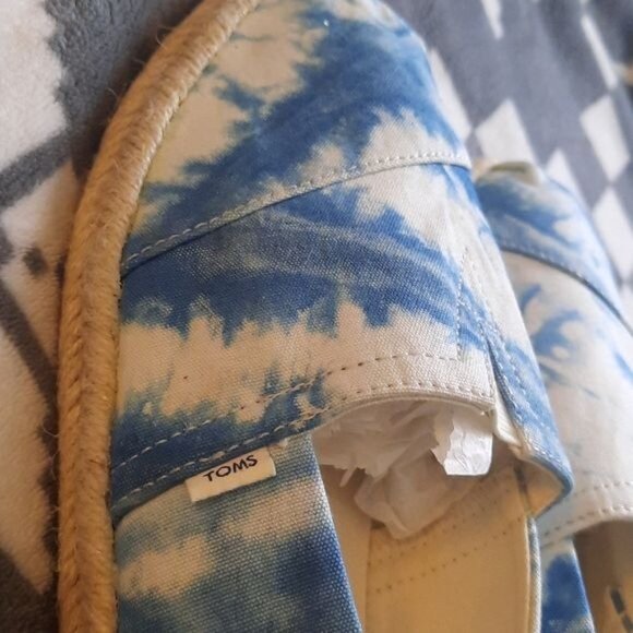 Toms Womens Classic Blue Tie Dye Alpargata Canvas Slip On Flats Size 10 - Picture 8 of 10